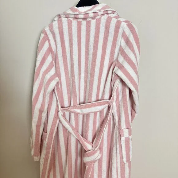 NORDSTROM Stripe Hydrocotton Terry Robe in Pink Peachskin White Stripe Medium